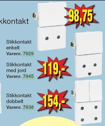 Harald Nyborg Stikkontakt enkelt, med jord eller dobbelt tilbud