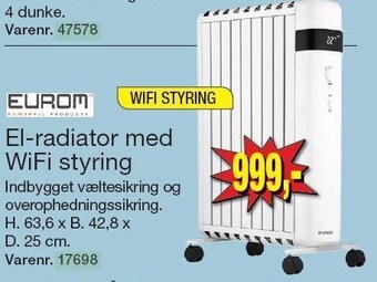 Harald Nyborg El-radiator med wifi styring tilbud