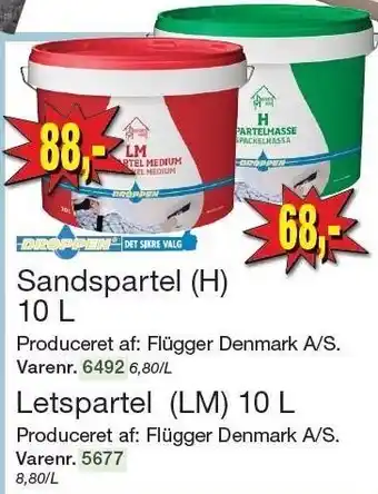 Sandspartel (h) 10 l eller letspartel (lm) 10 l