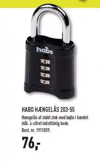 Johannes Fog Habo hængelås 203-55 tilbud