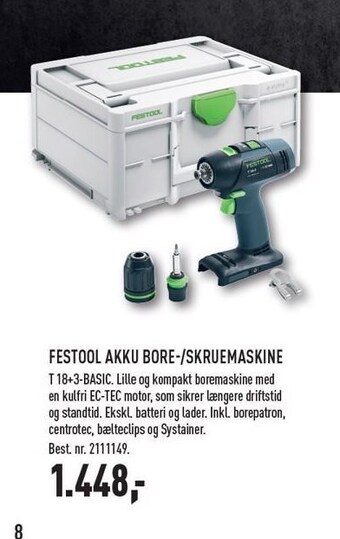 Johannes Fog Festool akku bore-/skruemaskine tilbud