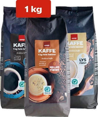 SuperBrugsen Coop 1 kg hele bønner tilbud