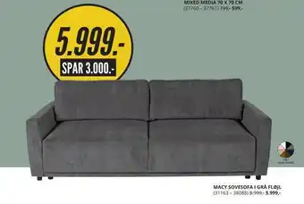 My Home Macy sovesofa i grå fløjl tilbud