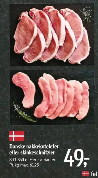 Danske nakkekoteletter eller skinkeschnitzler