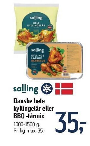 Føtex Danske hele kyllingelår eller bbq- lårmix tilbud