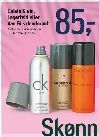 Føtex Calvin klein, lagerfeld eller van gils deodorant tilbud