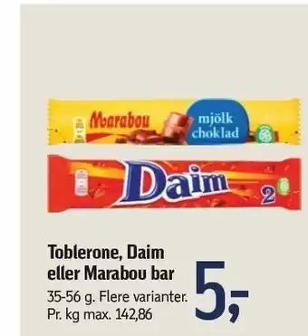 Føtex Toblerone, daim el. marabou bar tilbud