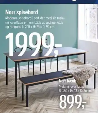 Norr spisebord el. norr bænk