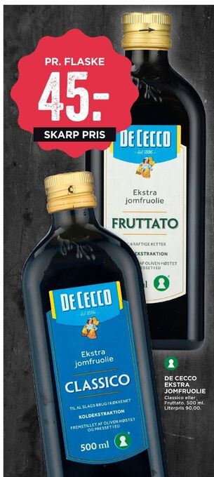 MENY De cecco olivenolie tilbud