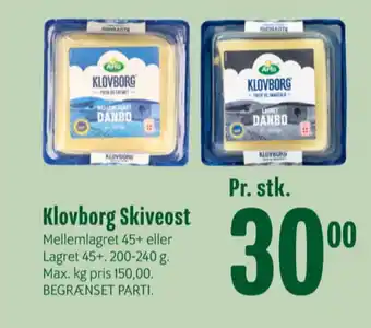 Min Købmand Klovborg skiveost danbo lagret tilbud