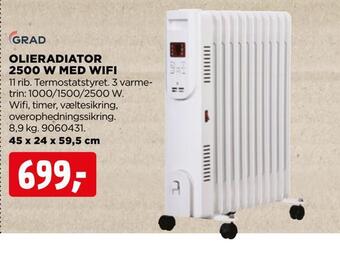jem & fix Olieradiator 2500 w med wifi tilbud