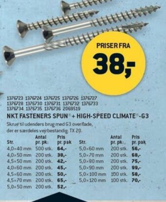XL-BYG NKT Fasteners Spun+ High-Speed Climate-G3 tilbud