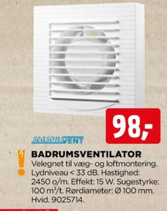 jem & fix Seasonsvent ventilator tilbud