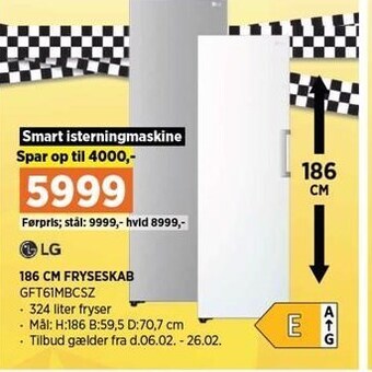 Power 186 cm fryseskab tilbud