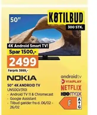 Power 50'' 4k android tv tilbud