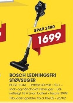 Punkt1 Bosch ledningsfri støvsuger tilbud