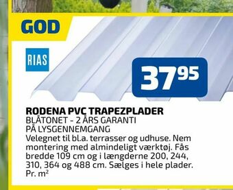 Davidsen Rodena pvc trapezplader tilbud