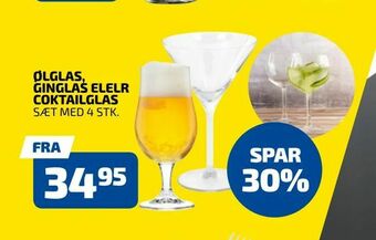 Ølglas, ginglas elelr coktailglas