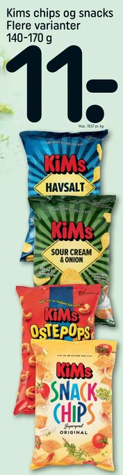 REMA 1000 Kims chips og snacks tilbud