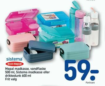 REMA 1000 Mepal madkasse, vandflaske 500 ml, Sistema madkasse eller drikkedunk 600 ml tilbud