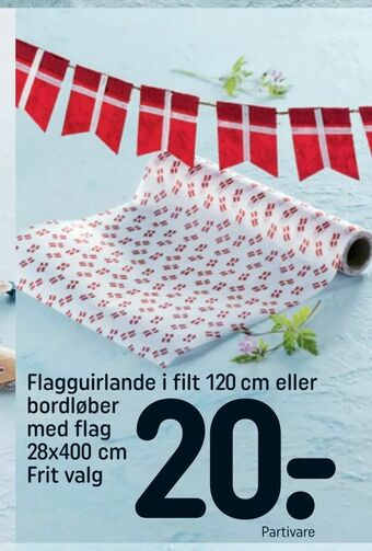 REMA 1000 Flagguirlande i filt 120 cm eller bordløber med flag 28x400 cm tilbud