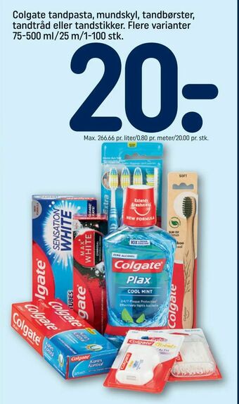 REMA 1000 Colgate tandpasta, mundskyl, tandbørster, tandtråd eller tandstikker tilbud