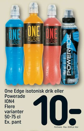 REMA 1000 One Edge isotonisk drik eller Powerade ION4 tilbud