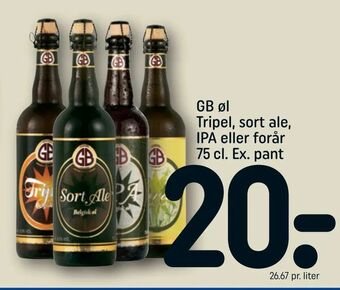REMA 1000 GB øl Tripel, sort ale, IPA eller forår tilbud