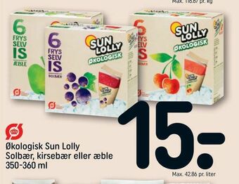 Økologisk Sun Lolly Solbær, kirsebær eller æble