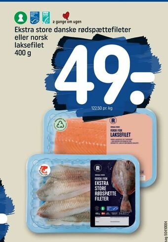 REMA 1000 Ekstra store danske rødspættefileter eller norsk laksefilet tilbud