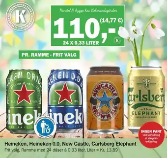 Heineken, heineken 0,0, new castle, carlsberg elephant