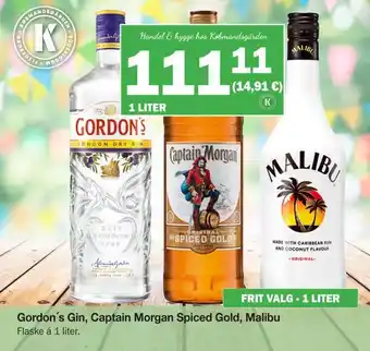 Købmandsgården Gordon's gin, captain morgan spiced gold, malibu tilbud