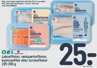 Laksefileter,Rødspættefileter Kulmulefilet Eller Torskefileter 225-300g