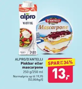 Alpro / D'Antelli Piskbar eller Mascarpone