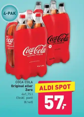 Coca-Cola Original eller Zero 4x1.75 L
