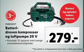 Batteridreven kompressor og luftpumpe 20 v