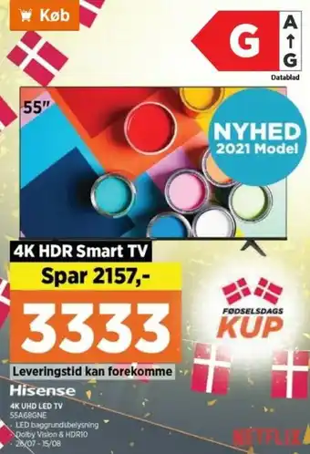 Power Hisense 4k UHD LED Tv 55A68GNE tilbud