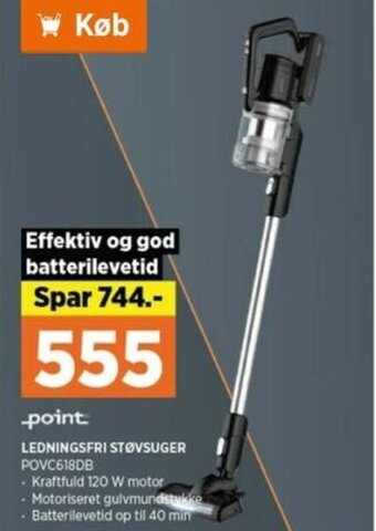 Power LEDNINGSFRI Støvsuger POVC618DB tilbud