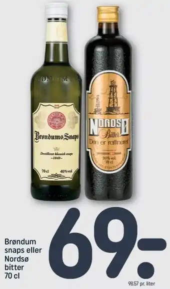 REMA 1000 Brøndum Snaps Eller Nordsø Bitter 70cl tilbud