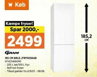 185 cm Køle-/Fryseskab Kf4234660n1