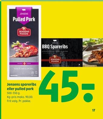 Coop 365 Jensens spareribs eller pulled pork tilbud
