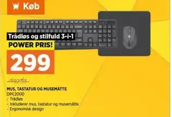 Power MUS,Tastatur og Musematte DPC2000 tilbud