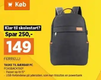 Taske Til Bærbar Pc FCASBACK15GY