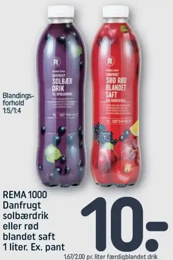 REMA 1000 Rema 1000 Danfrugt Solbærdrik Eller Rød Blandet Saft 1L tilbud