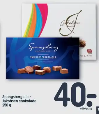 REMA 1000 Spangsberg Eller Jacobsen Chokolade 250g tilbud