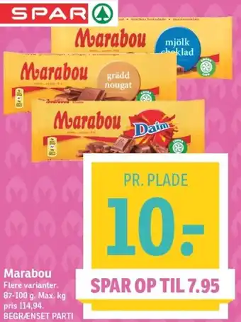 SPAR Marabou 87-100g tilbud