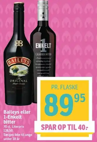 SPAR Baileys Eller 1-Enkelt Bitter 70cl tilbud