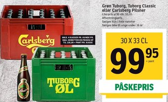 SPAR Grøn Tuborg,Tuborg Classic Eller Carlsberg Pilsner tilbud