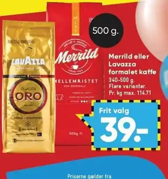Bilka Merrild el. lavazza kaffe tilbud