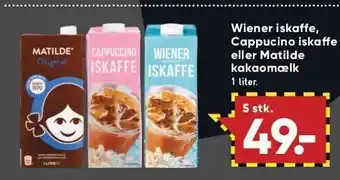 Bilka Wiener iskaffe, cappucino iskaffe el. matilde kakaomælk 5 stk. tilbud